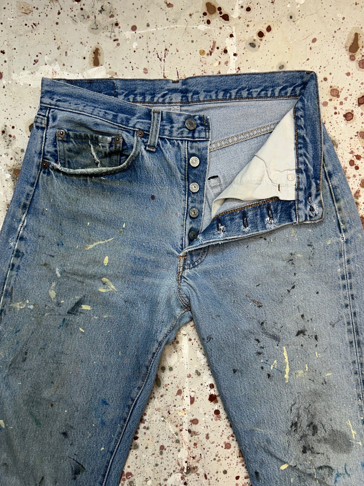 Vintage USA Levi's 501 Redline Premium Wash Denim Jeans with Paint (JYJ0424-188)