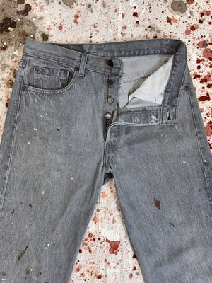 Vintage USA Levi's 501 Gray Wash Denim Jeans with Paint (JYJ0324-135)