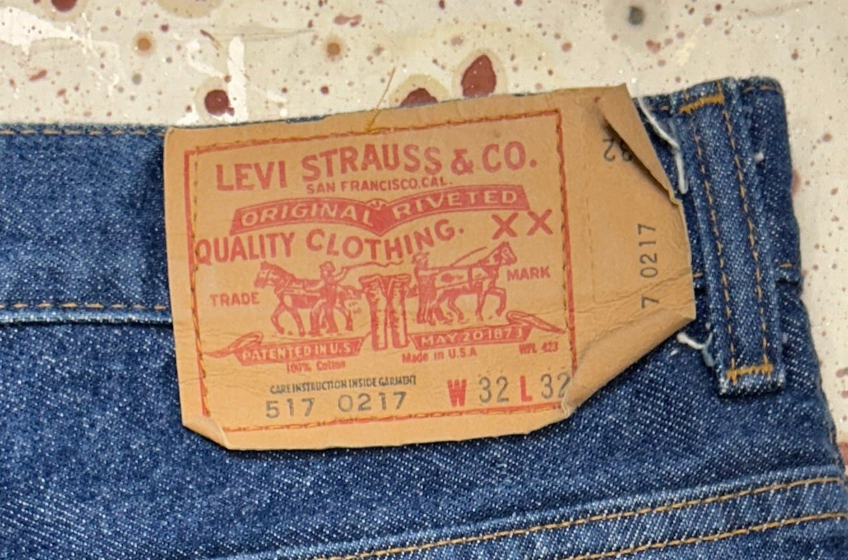 Vintage USA Made Levi 517 Transitional Talon 42 Zip One-Wash