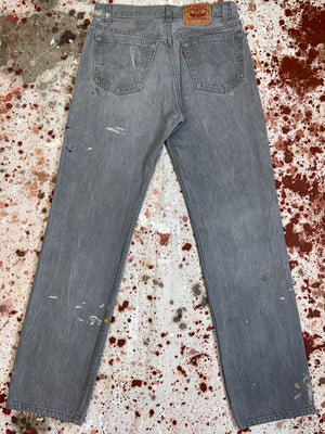 Vintage USA Levi's 501 Gray Wash Denim Jeans with Paint (JYJ0324-135)