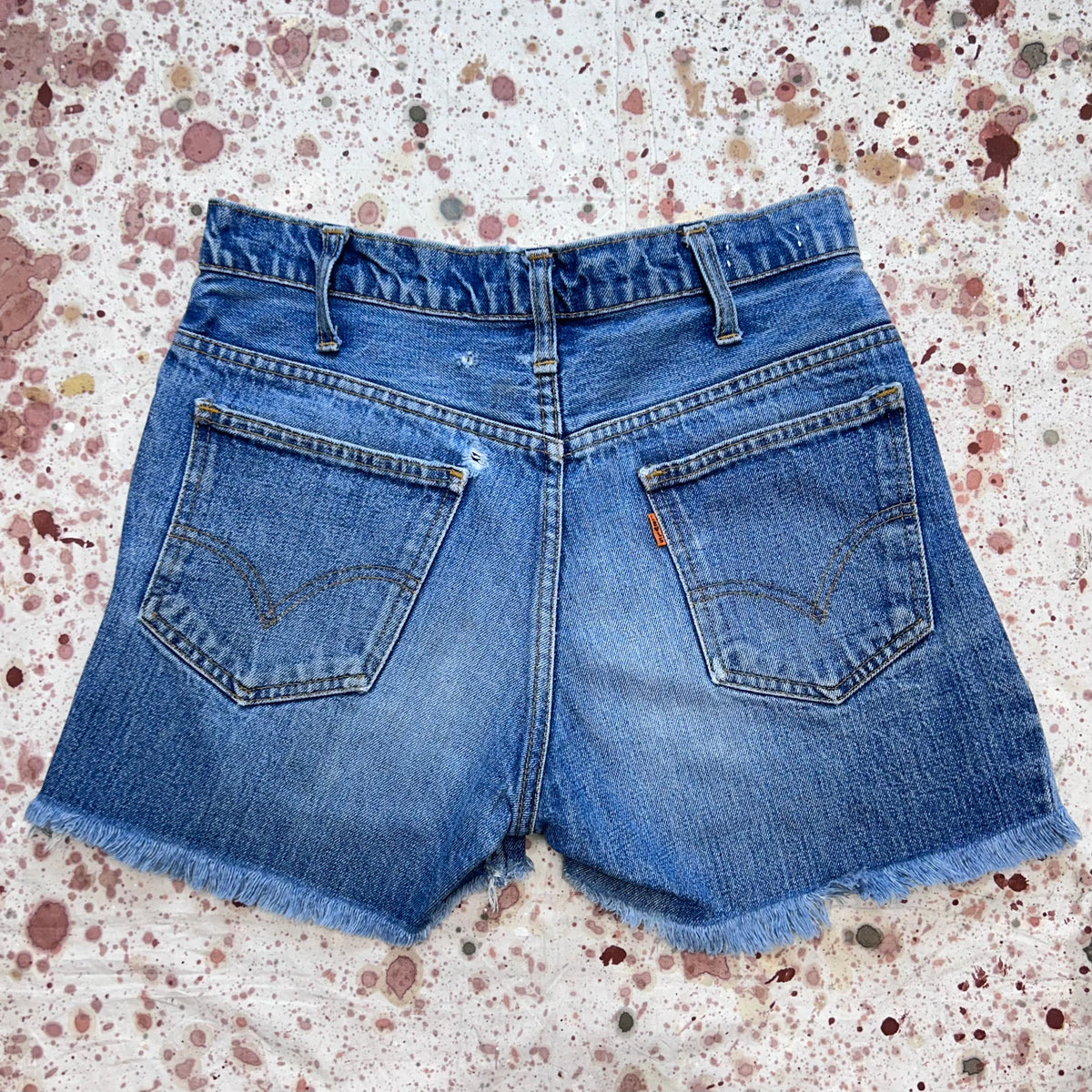 Vintage 70's Levi 646 modified side seam Cut Off Shorts, Talon 42