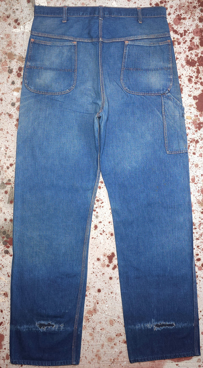 ★ 50s US VINTAGE WORK PANTS Vintage USA 1950s Hobo-Style Denim Patch Work Pant (JYJ0225-418