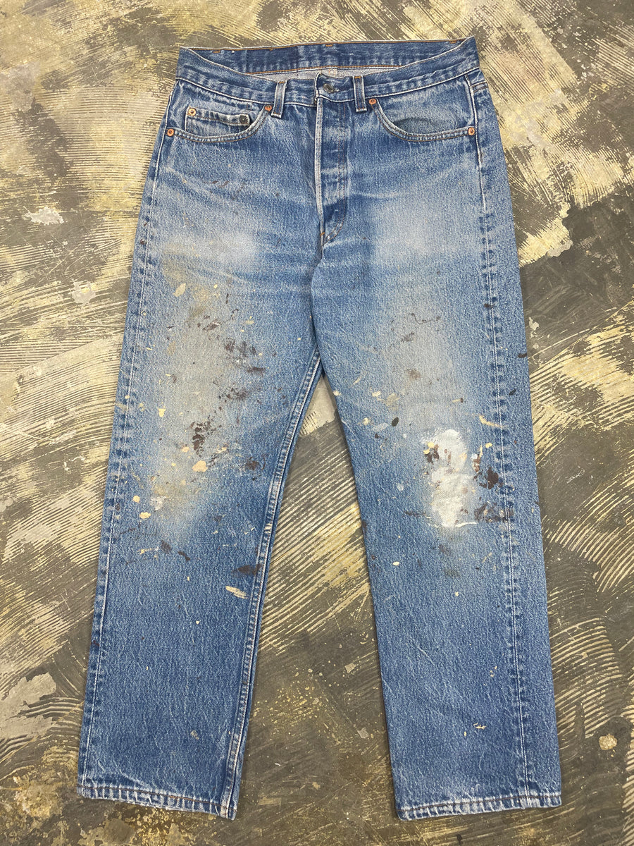 Vintage USA Made Levi 501 Premium Wash & Paint Denim Jeans