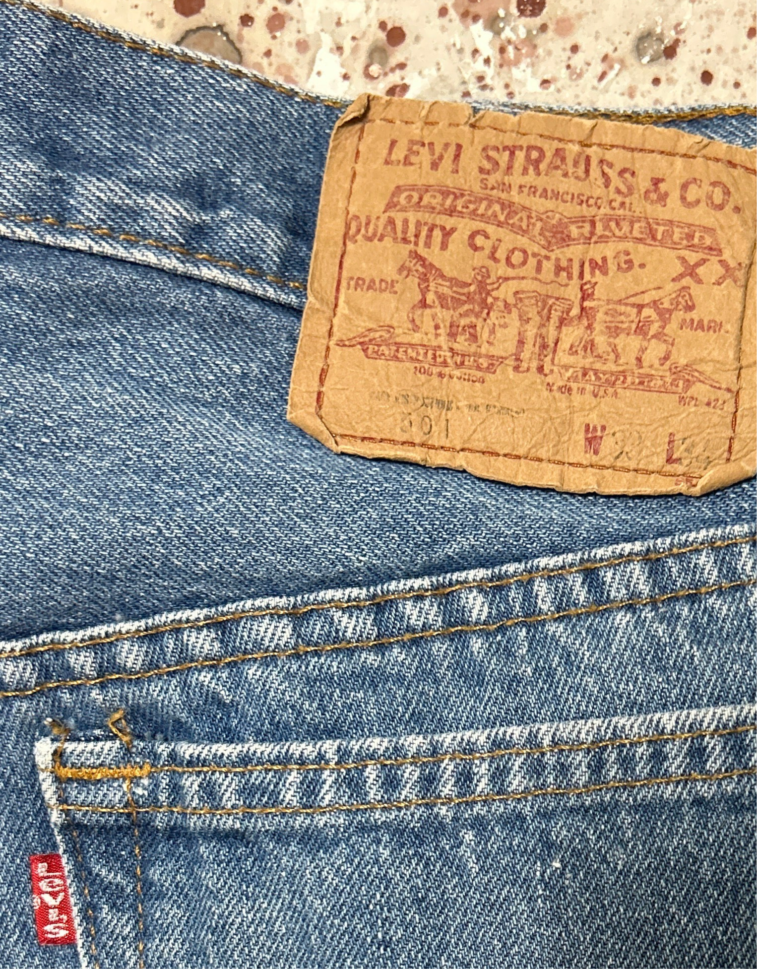Vintage USA made 501 Transitional Tag, Super Wash, Denim Jeans (JYJ-3725)