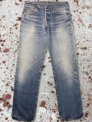 Vintage USA made Levis 501, Black Bar Tac, Super Wash, Denim Jeans (JYJ-101025)