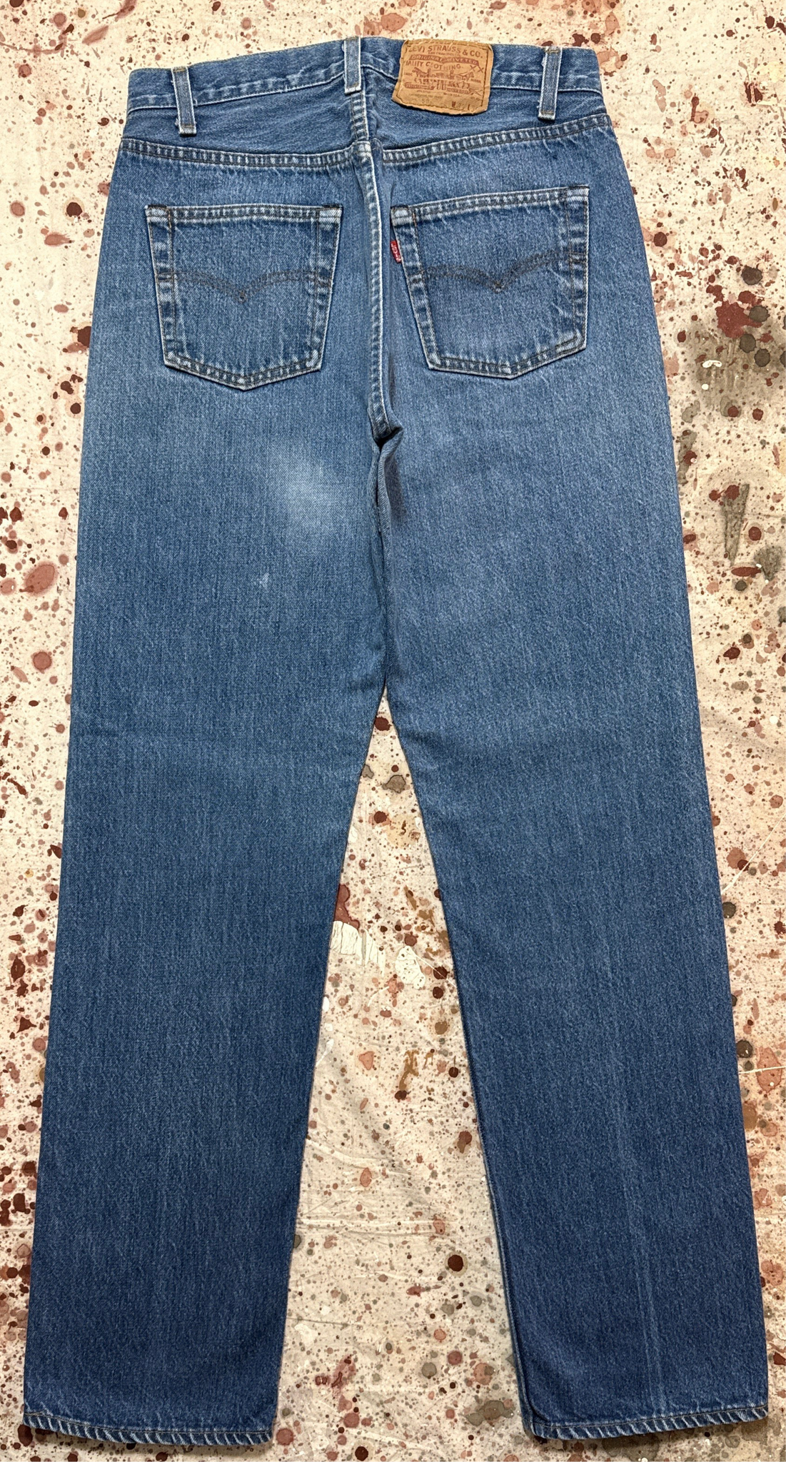 Vintage Levi USA made 501 Transitional Tag, Black Bar Tac Pockets, Super Wash, Denim Jeans (JYJ-10725)