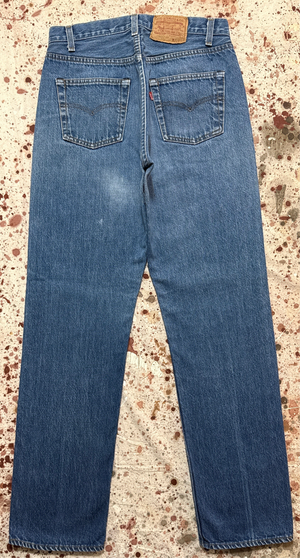 Vintage Levi USA made 501 Transitional Tag, Black Bar Tac Pockets, Super Wash, Denim Jeans (JYJ-10725)