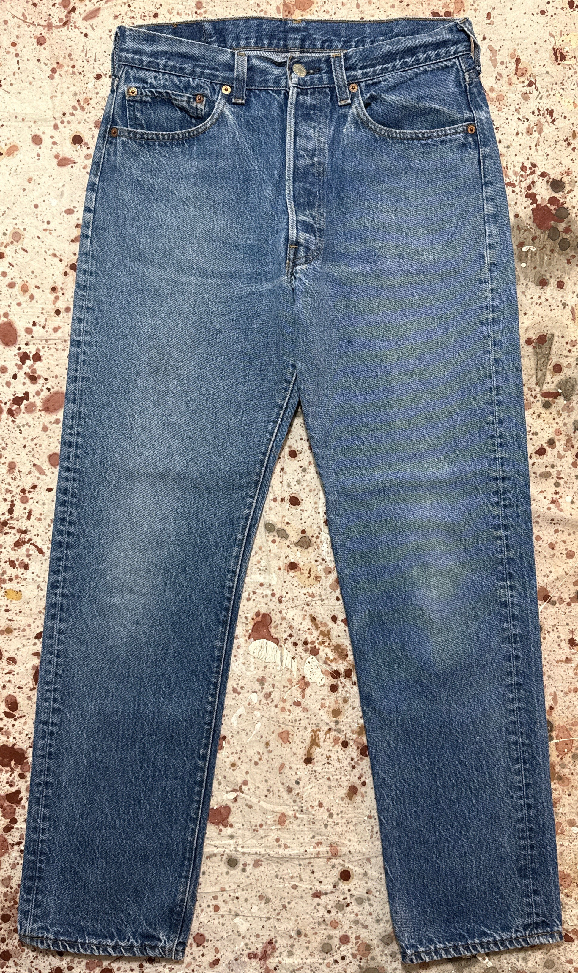 Vintage Levi USA made 501 Transitional Tag, Black Bar Tac Pockets 