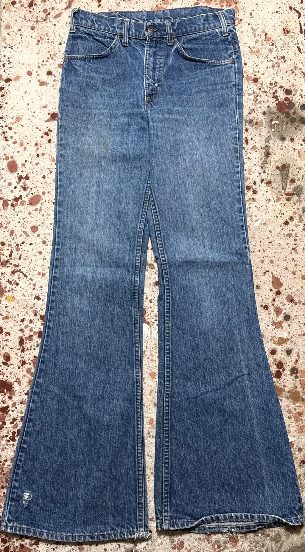 Vintage USA made Levi 684 Elephant Bell-Bottom, Orange Tab, Talon Zipper, Super Wash, Denim Jeans (JYJ-01825)