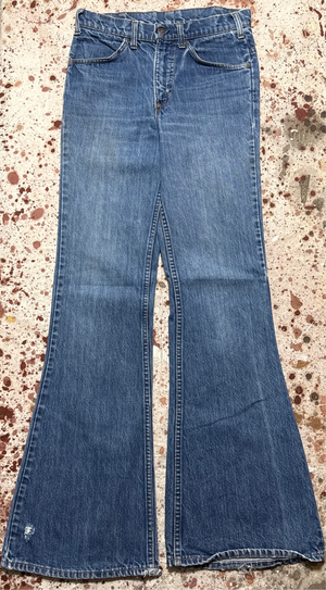 Vintage USA made Levi 684 Elephant Bell-Bottom, Orange Tab, Talon Zipper, Super Wash, Denim Jeans (JYJ-01825)