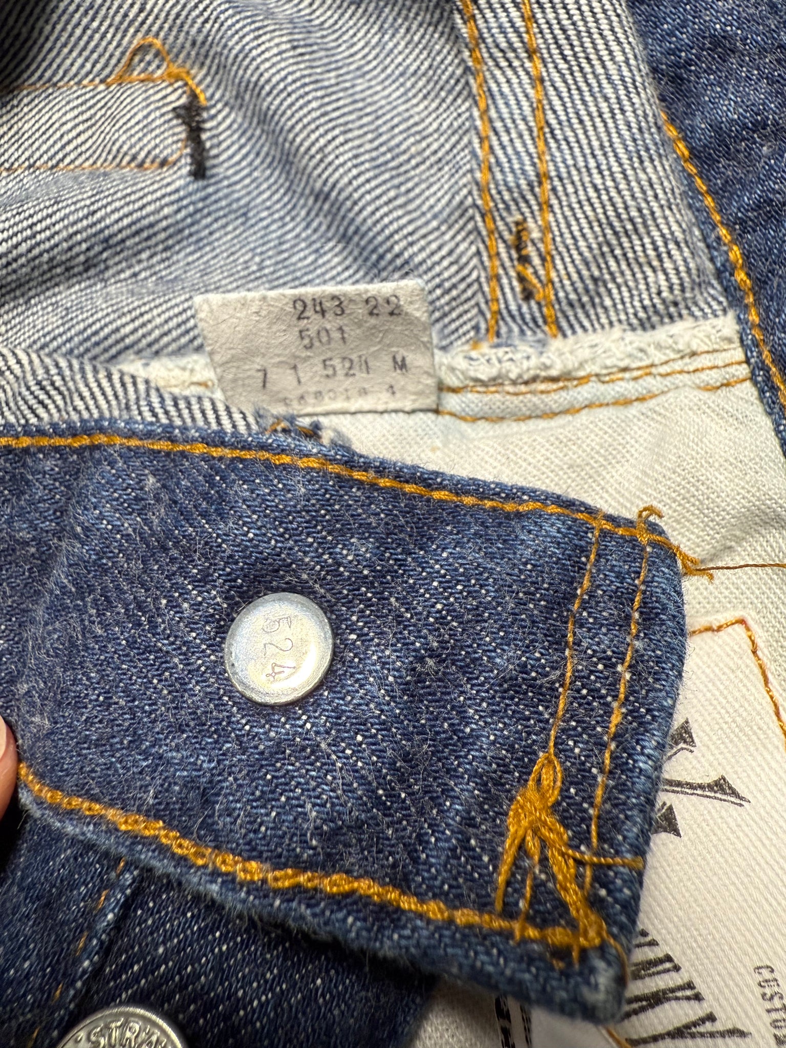 Vintage USA made Levi's 501 Super Dark Redline One-Wash Denim Jeans
