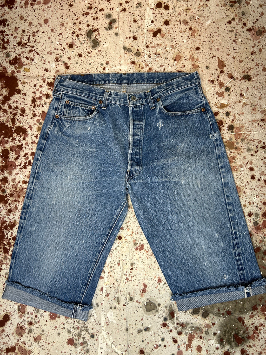 Vintage USA Levi's 501 Redline Premium Wash Cut Off Shorts With Paint (JYJ0424-176)