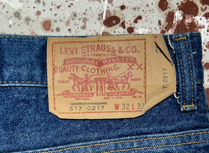 Vintage USA Levi 517 Transitional Talon 42 Zip One-Wash Denim Jeans (JYJ0424-170)