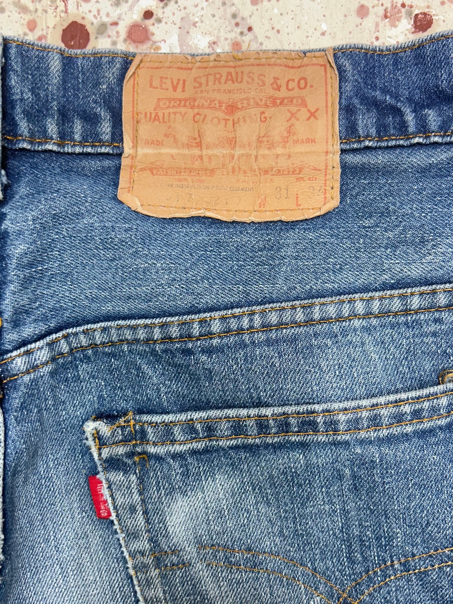 Vintage USA Made Levi 517's with Super Wash, Black Bar tack pockets, transitional tag, 70's Talon 42 Zipper Denim Jean (JYJ0524-259)