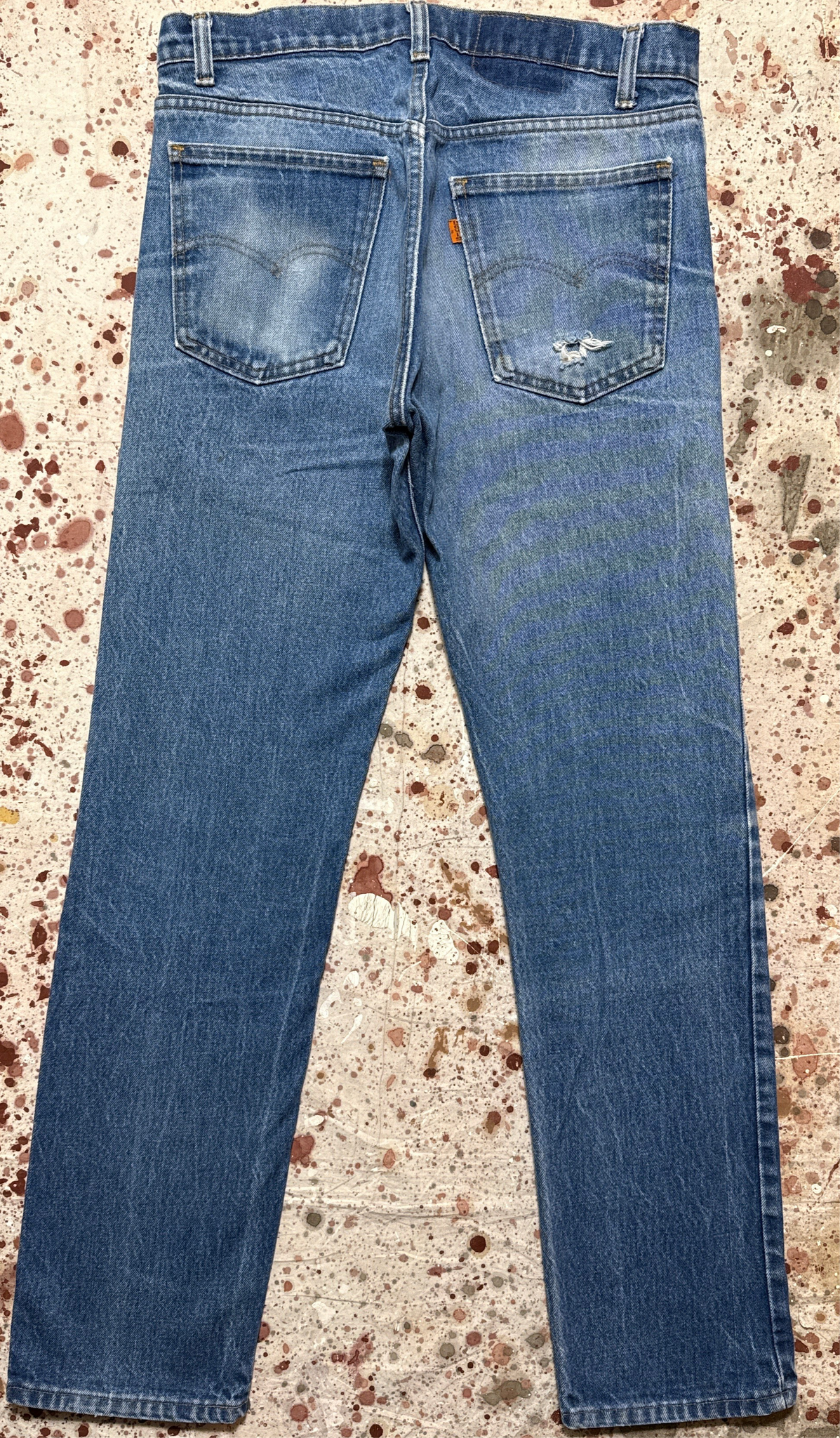 Vintage 70’s USA made Levi 505, Orange Tab, Talon Zipper, Super Wash, Denim Jeans (JYJ-16725)