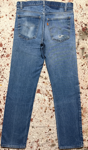 Vintage 70’s USA made Levi 505, Orange Tab, Talon Zipper, Super Wash, Denim Jeans (JYJ-16725)