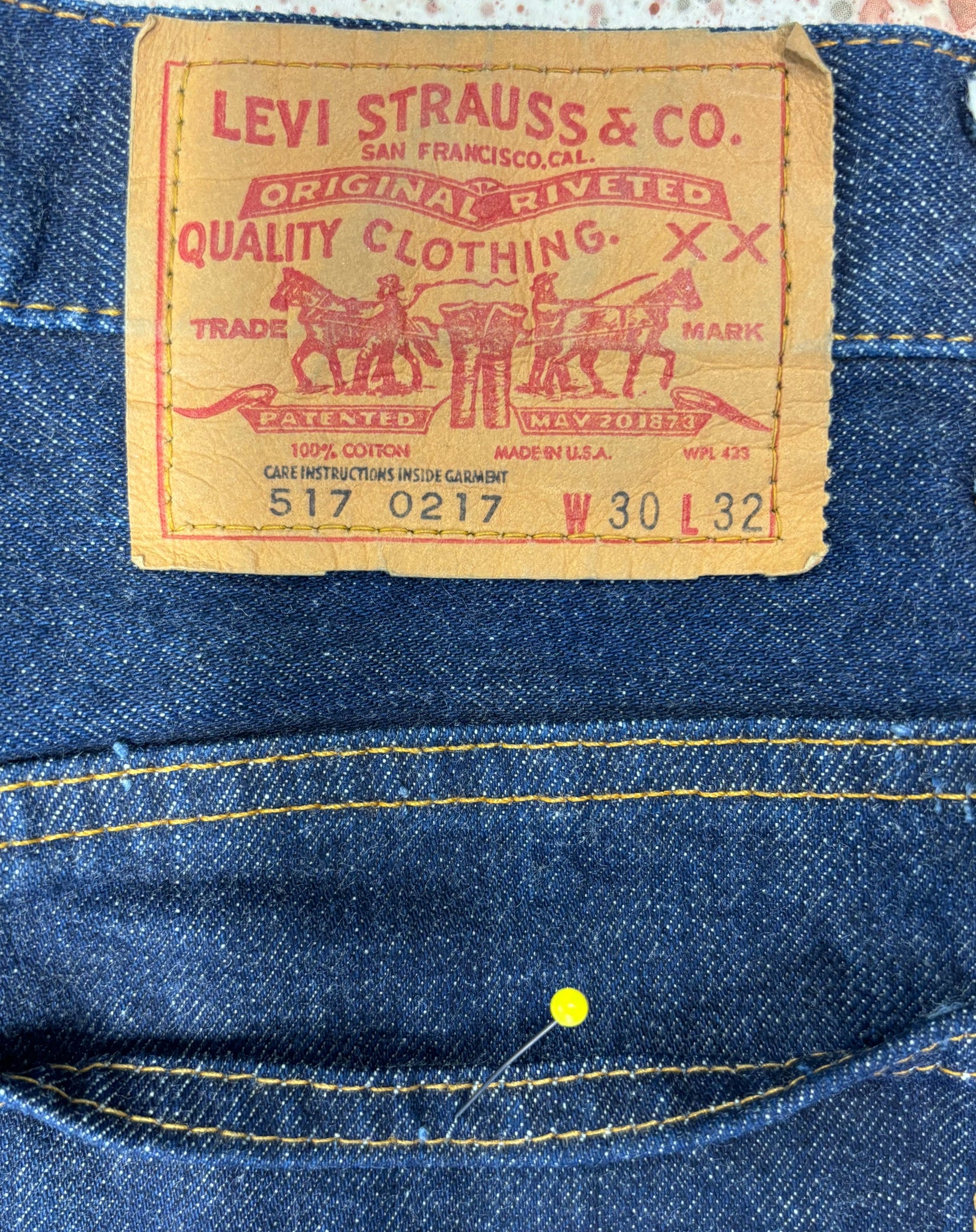 Vintage 70’s USA Made Levi 517 Single Stitch Pockets Transitional Talon 42 Zipper (JYJ0524-258)