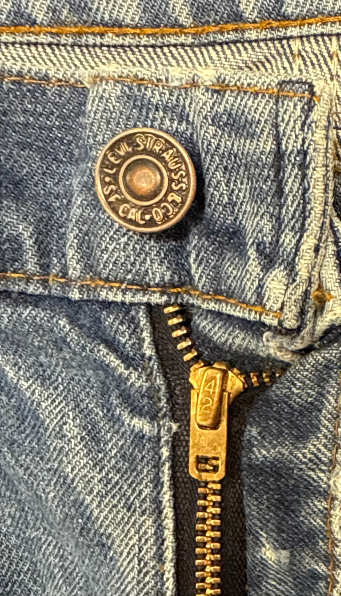 Vintage USA made Levi 684 Elephant Bell-Bottom, Orange Tab, Talon Zipper, Super Wash, Denim Jeans (JYJ-01825)