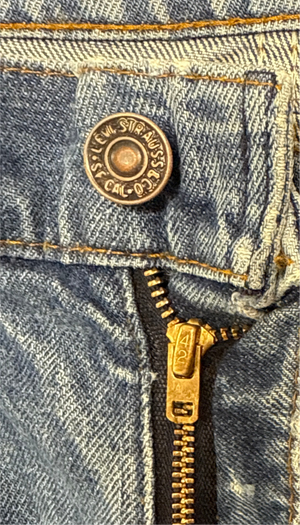 Vintage USA made Levi 684 Elephant Bell-Bottom, Orange Tab, Talon Zipper, Super Wash, Denim Jeans (JYJ-01825)