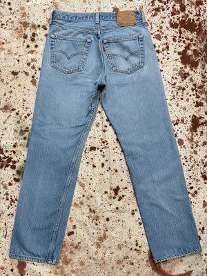 Vintage USA Levi's 501xx Light Wash Denim Jeans with Feathers