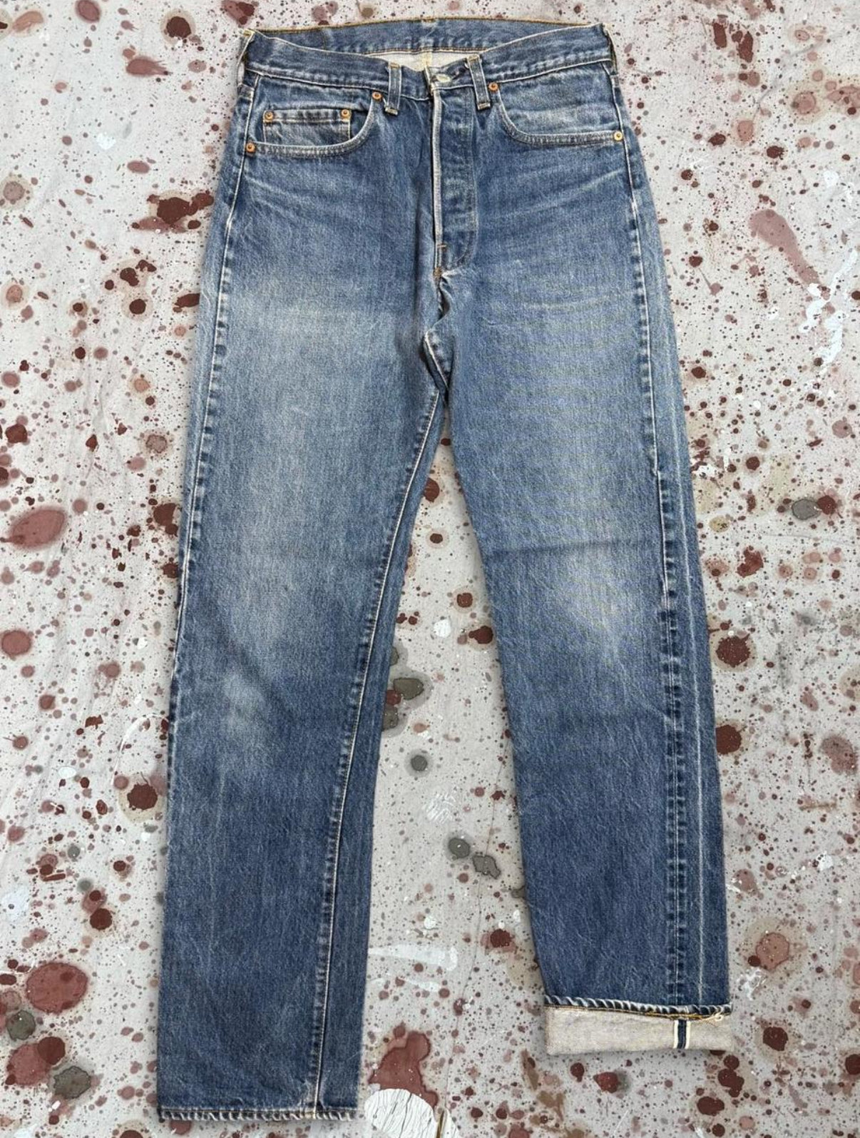 Vintage USA Levi 501 Redline Great Wash Denim Jeans (JYJ-401025)