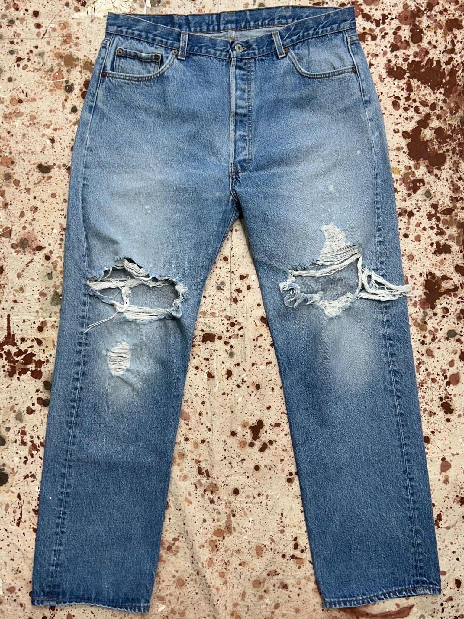 Vintage USA Levi’s 501 Paint and Feather Denim Jeans (JYJ1024-335)