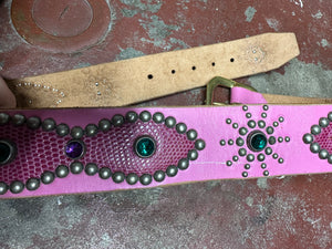 Vintage Pink Studded Custom Belt (JYJ-223)