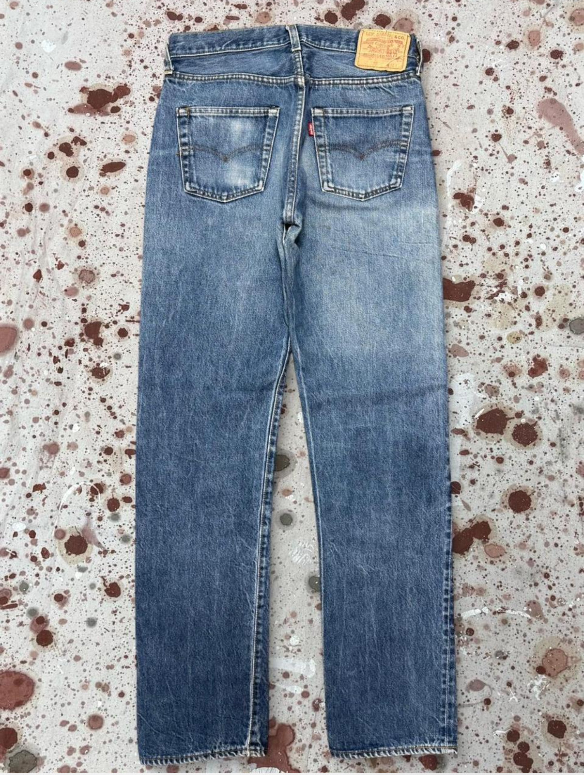 Vintage USA Levi 501 Redline Great Wash Denim Jeans (JYJ-401025)