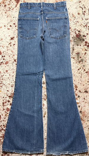 Vintage USA made Levi 684 Elephant Bell-Bottom, Orange Tab, Talon Zipper, Super Wash, Denim Jeans (JYJ-01825)