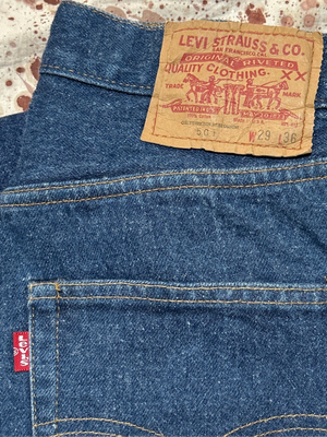 Vintage Levi USA made 501 Transitional Tag Black Bar Tac Pockets, One Wash Denim Jeans (JYJ-1725)