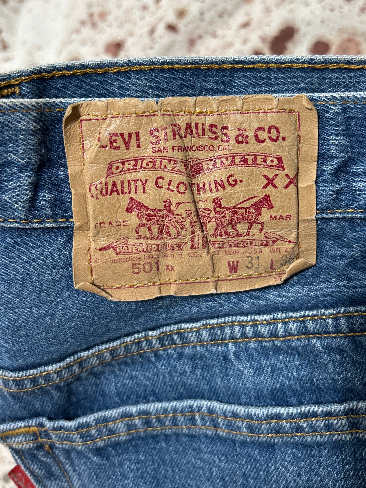Vintage USA made 501 Transitional Tag, Super Wash, Denim Jeans (JYJ-2725)