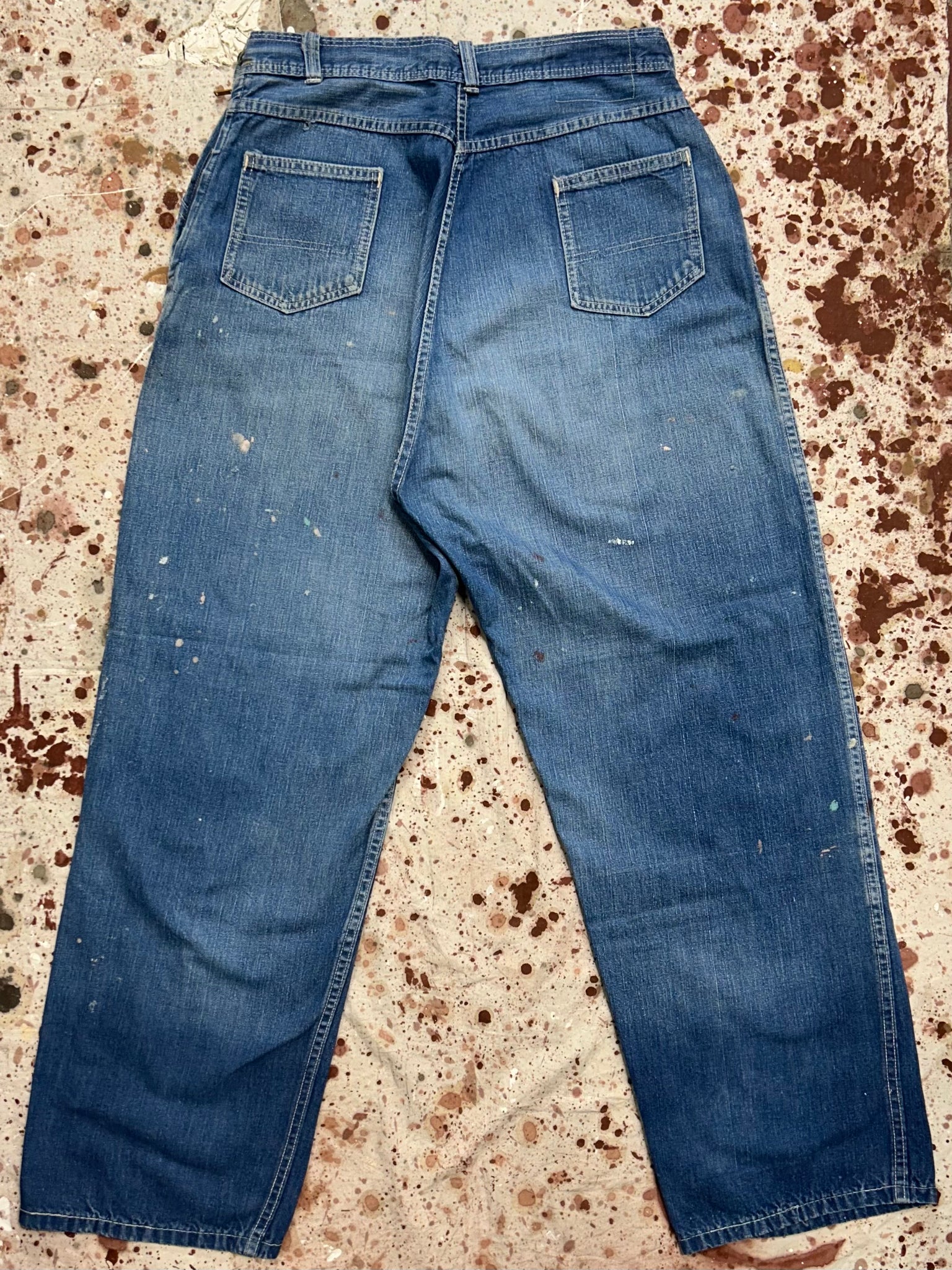 Vintage USA 1950's Pykes Side Zipper Denim Jeans w/Paint (JYJ1024-346)