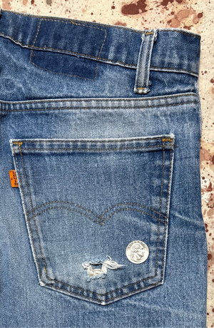 Vintage 70’s USA made Levi 505, Orange Tab, Talon Zipper, Super Wash, Denim Jeans (JYJ-16725)