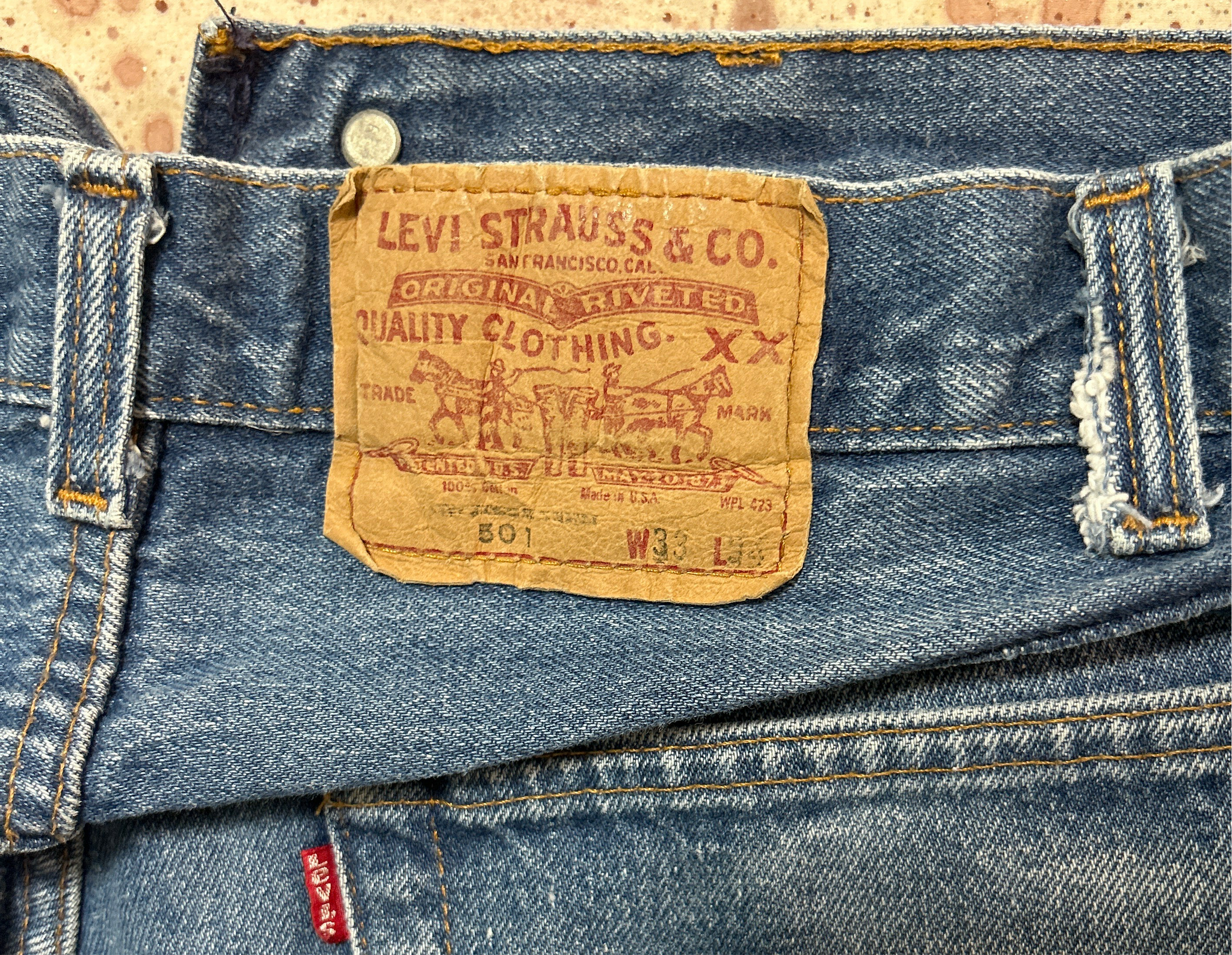 Vintage USA made 501 Transitional Tag, Super Wash, Denim Jeans (JYJ-5725)