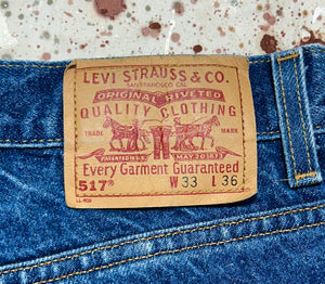 Vintage USA Levi's 517 Busted Cuff Dark Wash Denim Jeans (JYJ1124-376)