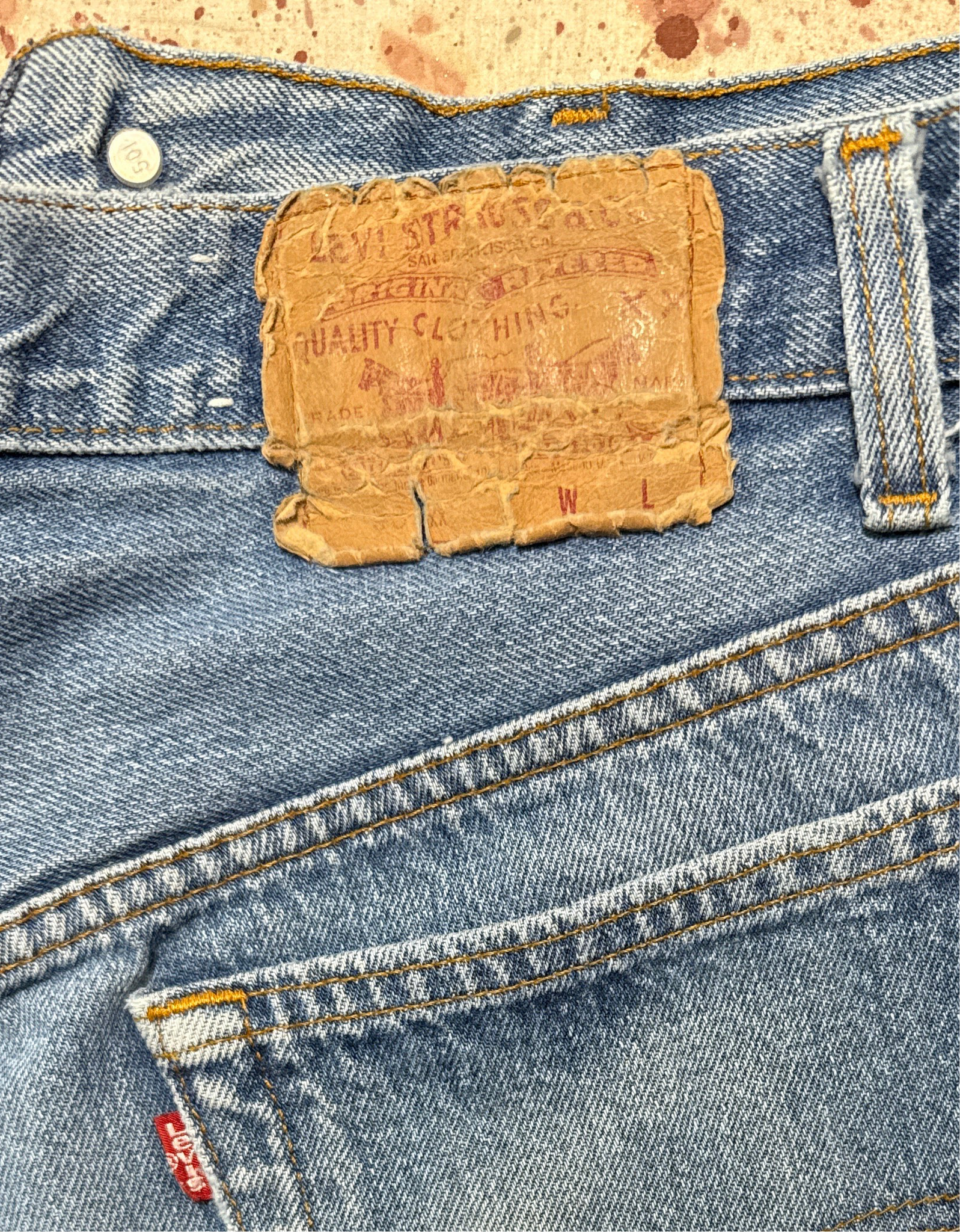 Vintage USA made Levis 501, Transitional Tag, Super Wash, Denim Jeans (JYJ-04825)