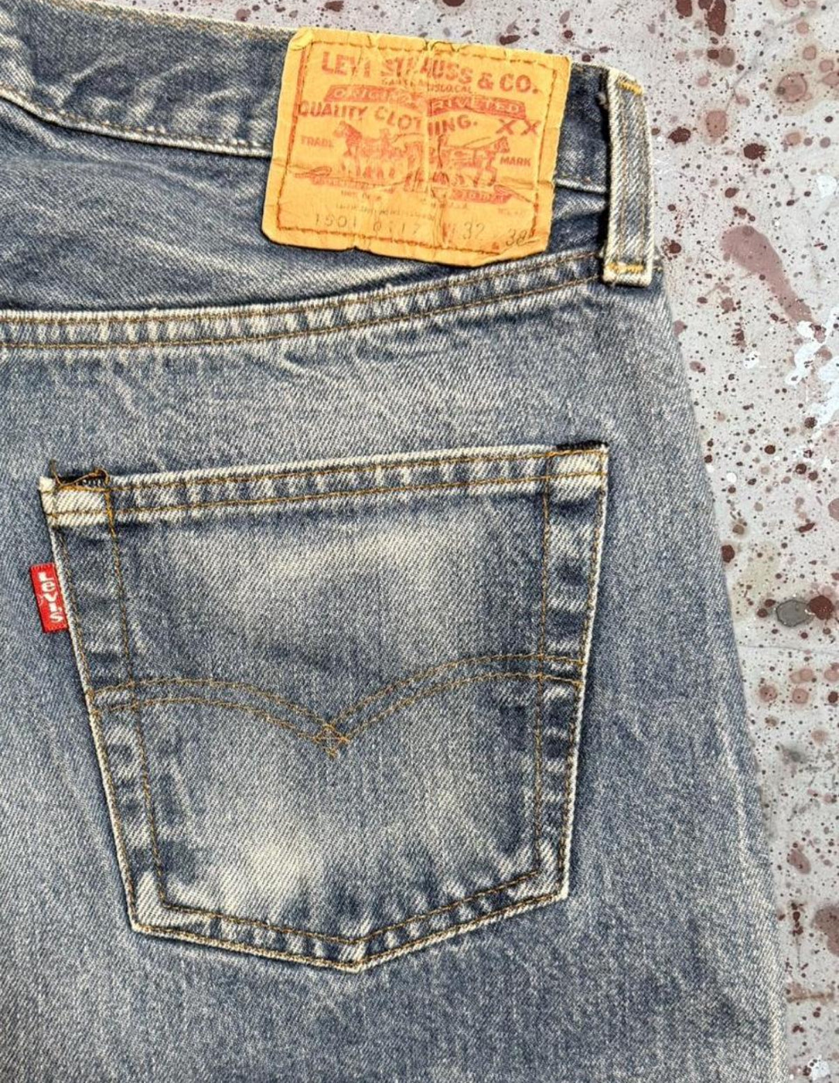 Vintage USA Levi S.O. 1501-0117 Redline Premium Wash Denim Jeans (JYJ-411025)