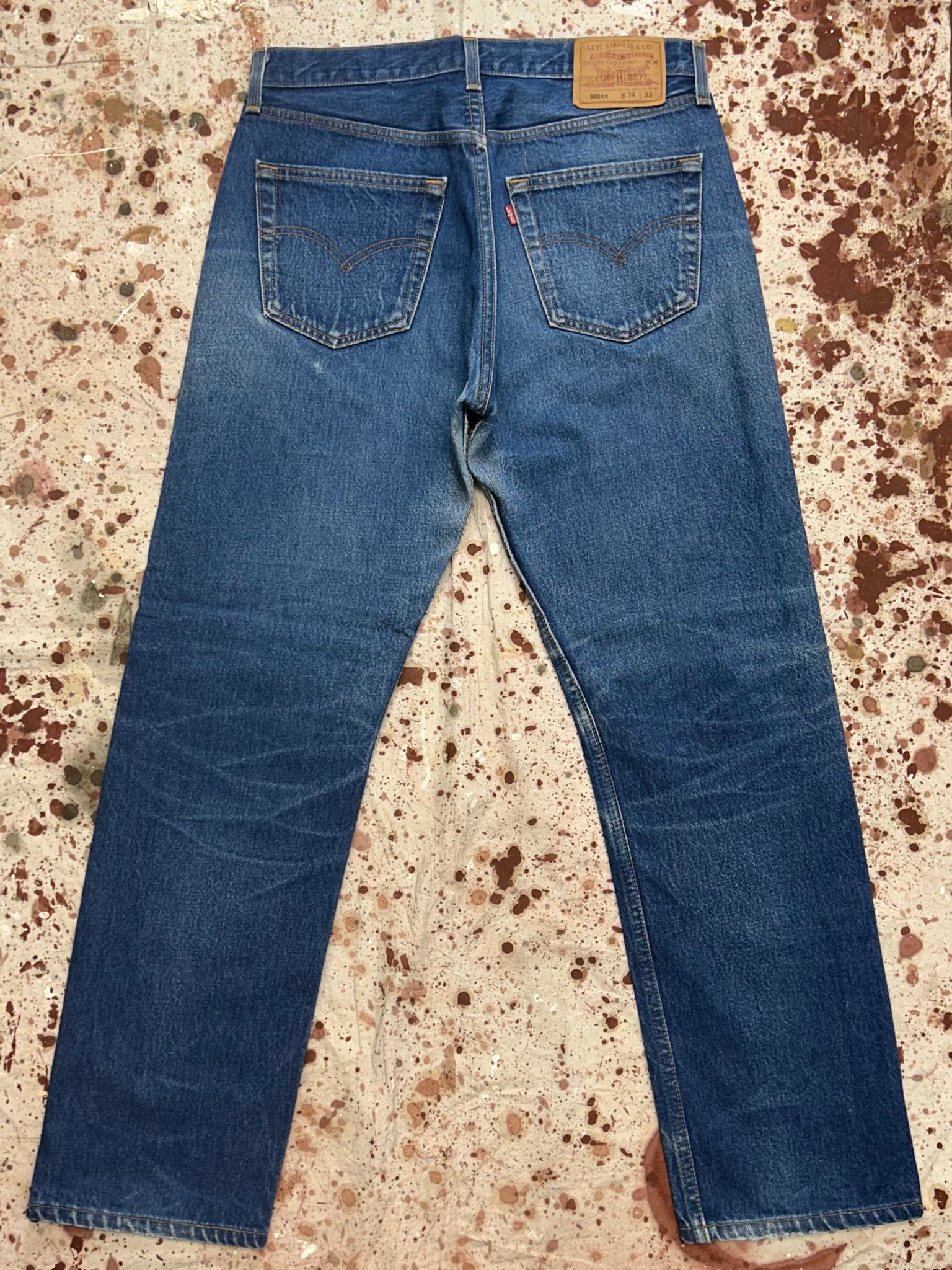 Vintage USA Levi 501 XX with Crazy Tiger Whisker Wash Denim Jeans (JYJ0924-297)