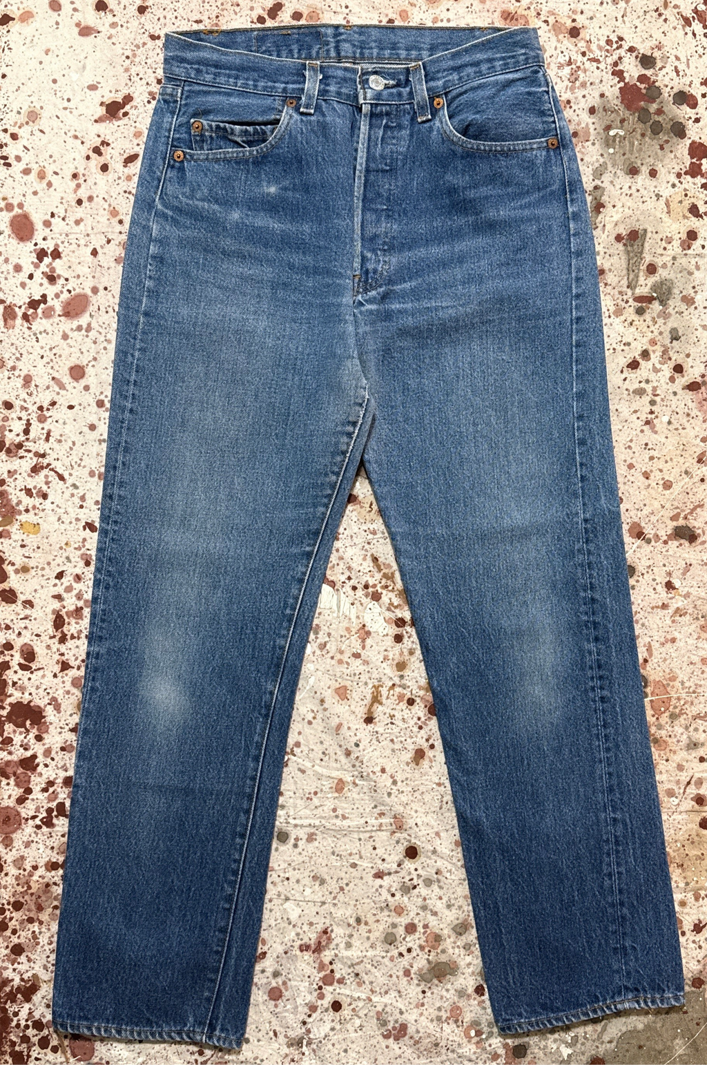 Vintage Levi USA made 501 Transitional Tag, Black Bar Tac Pockets, Super Wash, Denim Jeans (JYJ-9725)