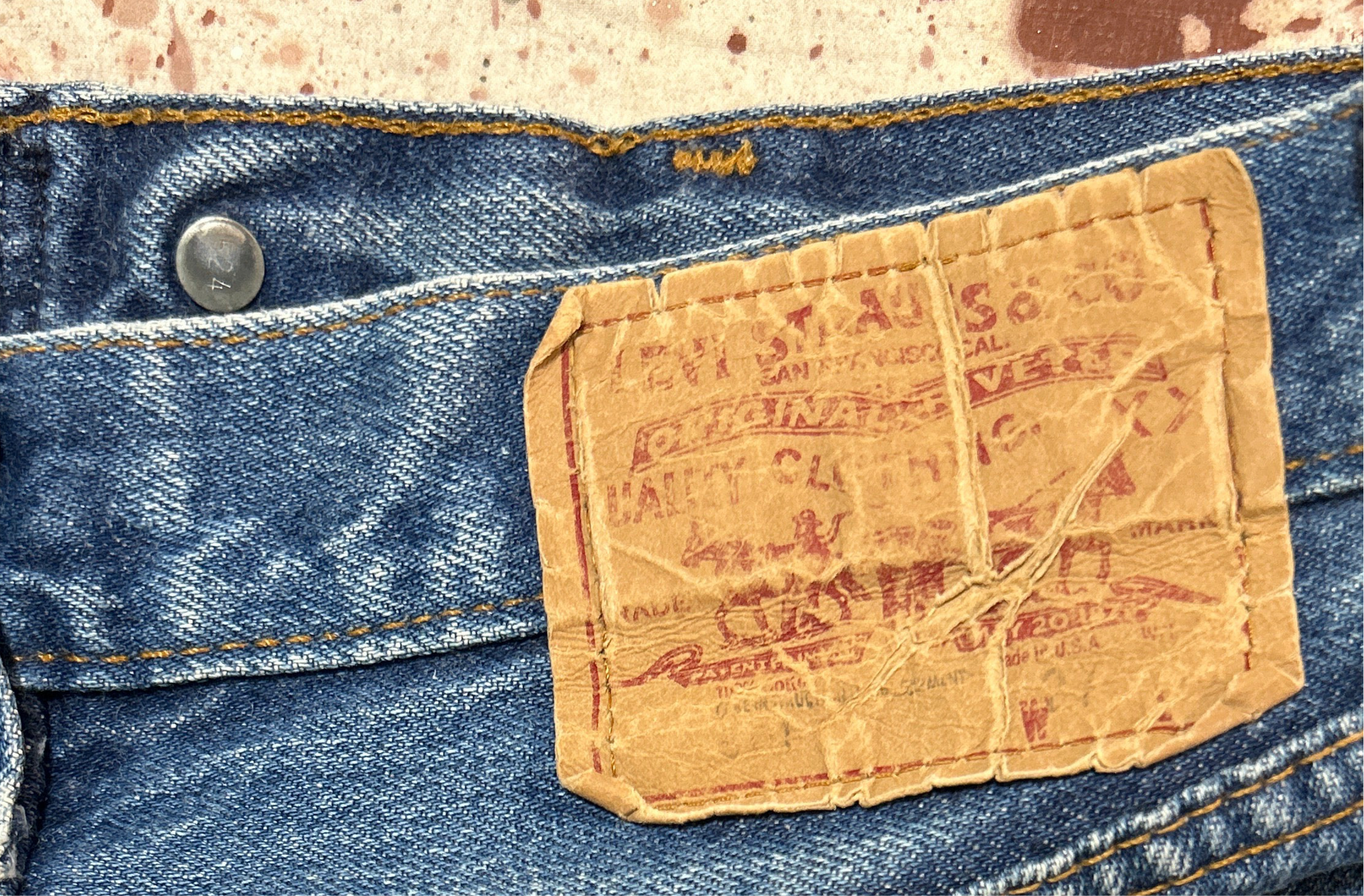 Vintage USA made 501 Transitional Tag, Super Wash, Honeycomb, Denim Jean (JYJ-7725)