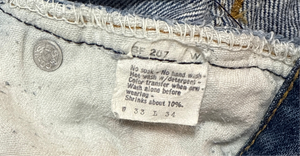 Vintage Levi USA made 501 Transitional Tag, Black Bar Tac Pockets, Super Wash, Tracks, Denim Jeans (JYJ-12725)