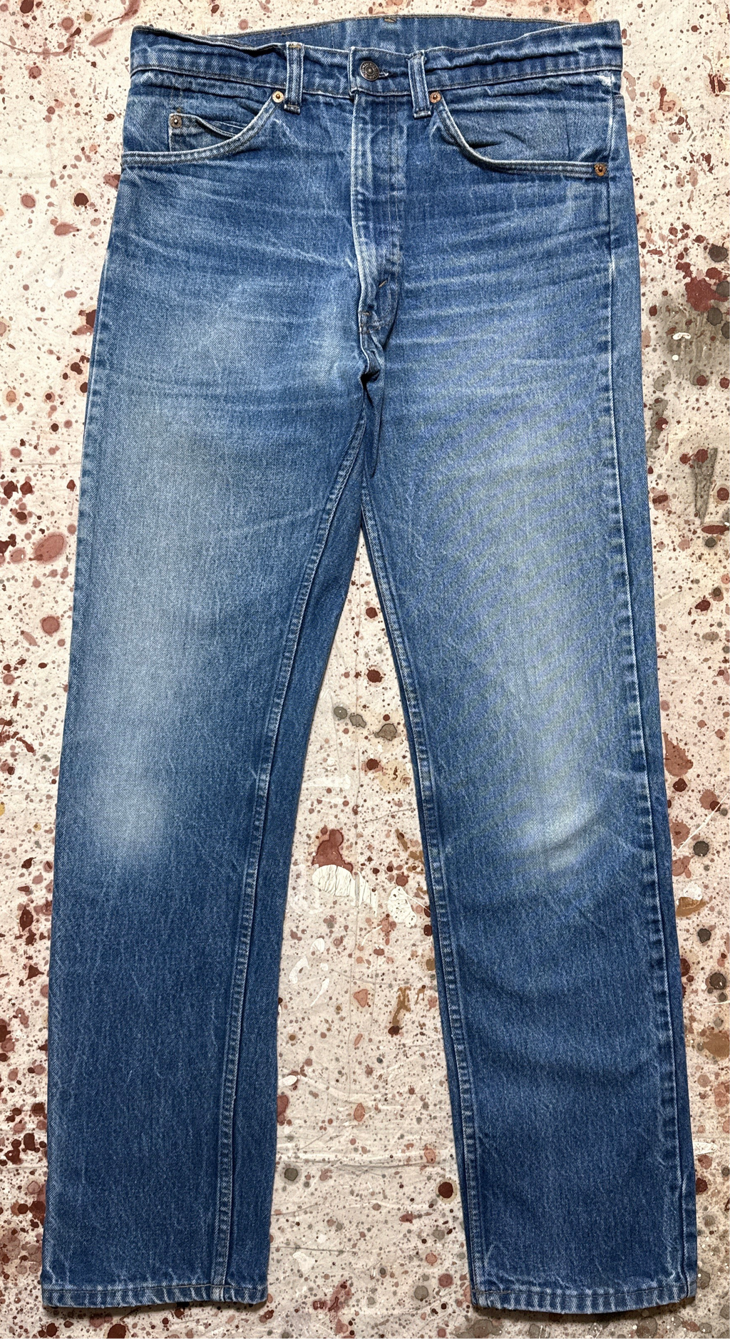 Vintage 70’s USA made Levi 505, Orange Tab, Talon Zipper, Super Wash, Denim Jeans (JYJ-16725)