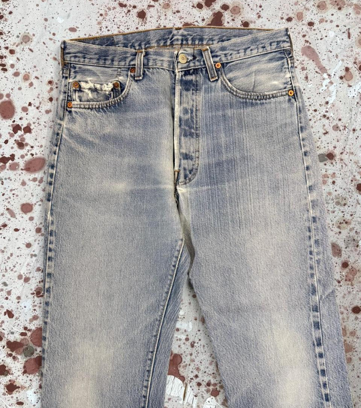 Vintage USA Levi's 501 Redline Denim Jeans w/ crazy broken weave (JYJ-251025)