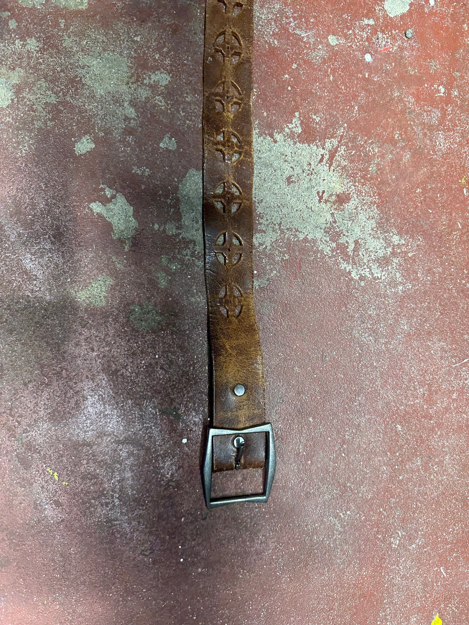 Vintage Brown Leather Cutout Belt (JYJ-220)