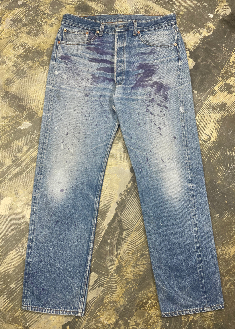 Vintage Levi 501 USA Super Wash & Paint Denim Jeans (JYJ-0326)