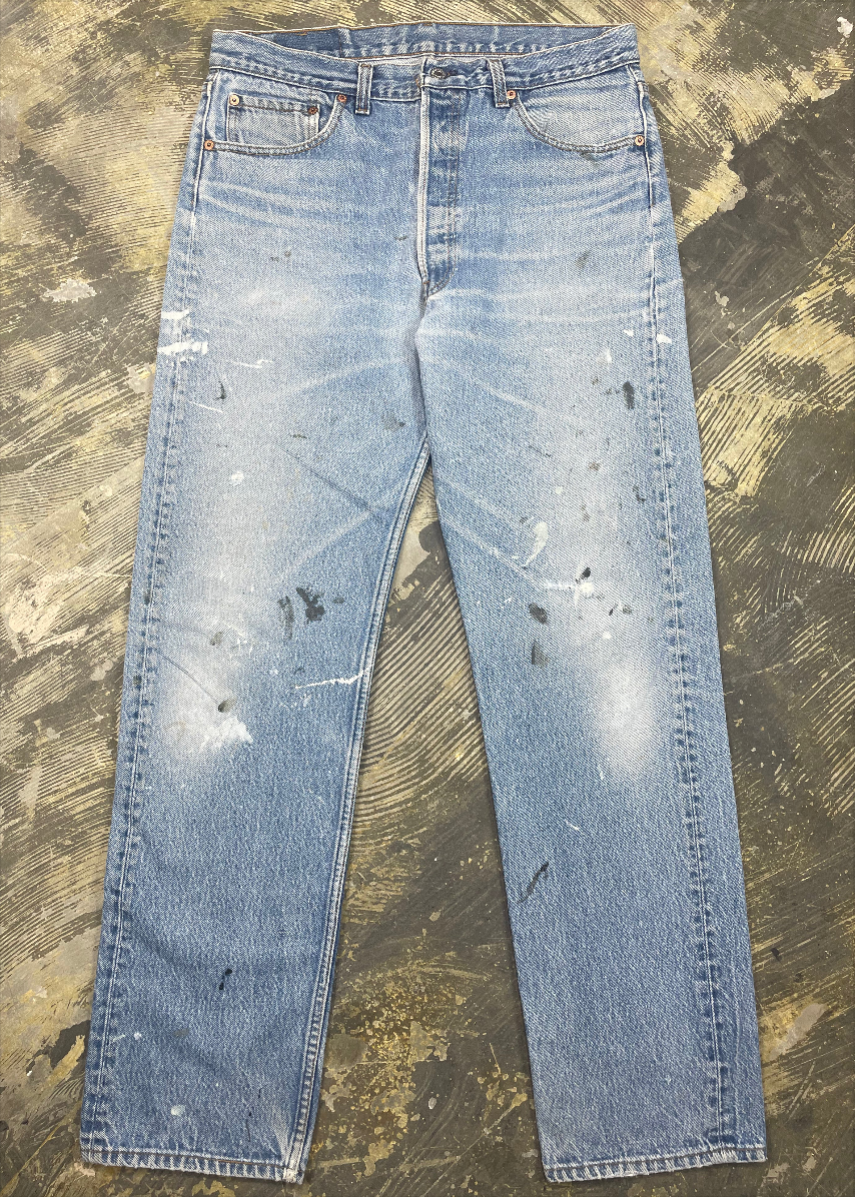 Vintage Levi 501 USA Super Wash Denim Jeans w/ Paint  (JYJ-0322)