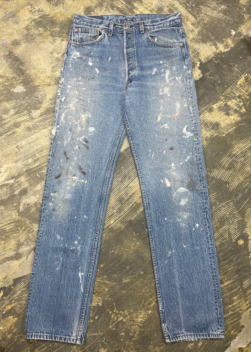 Vintage Levi 501 USA Premium Wash Denim Jeans w/ Paint  (JYJ-0321)