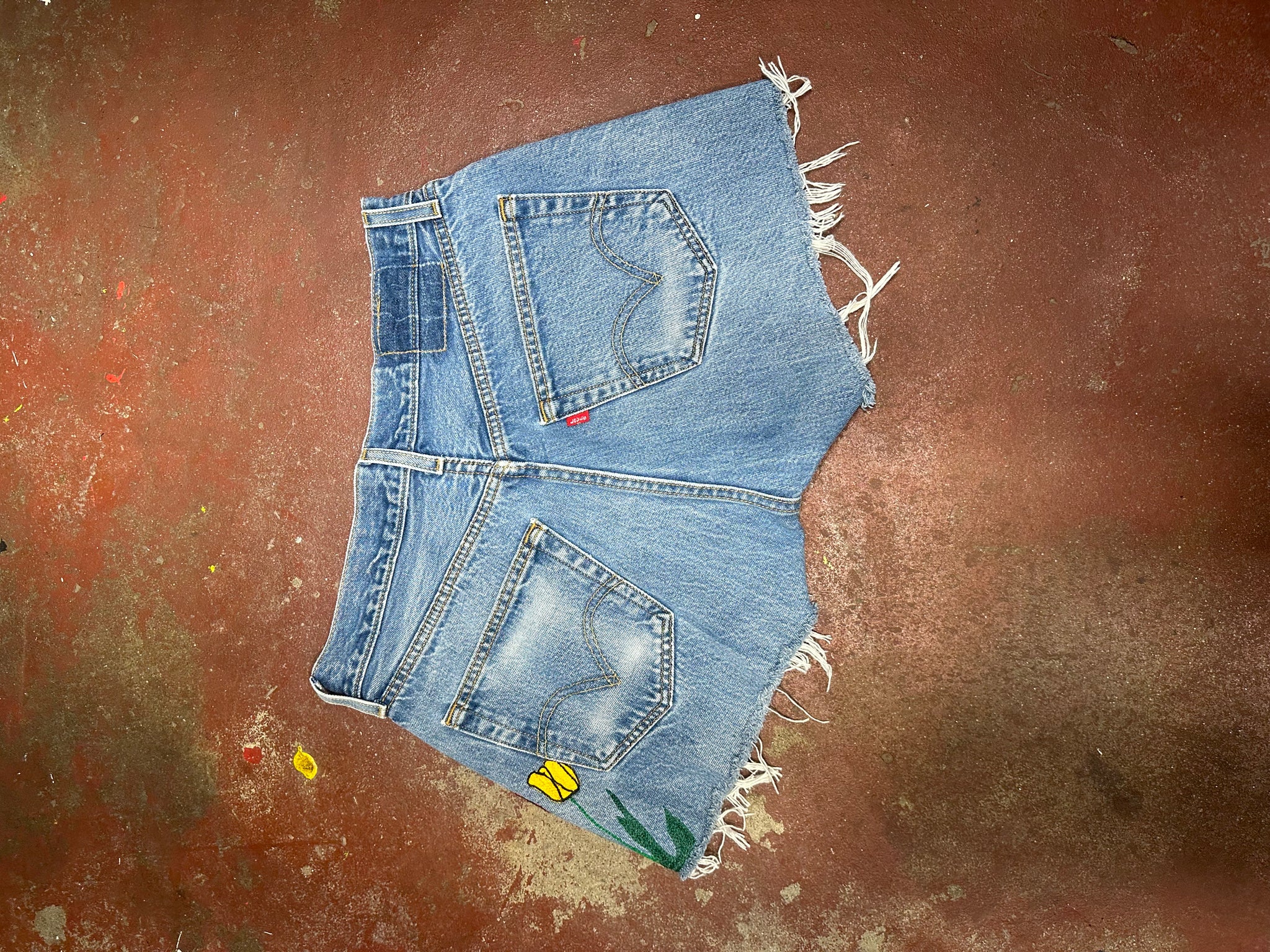 Vintage Levi 501 Custom Chainstitch Tulip Shorts (JYJ-210)