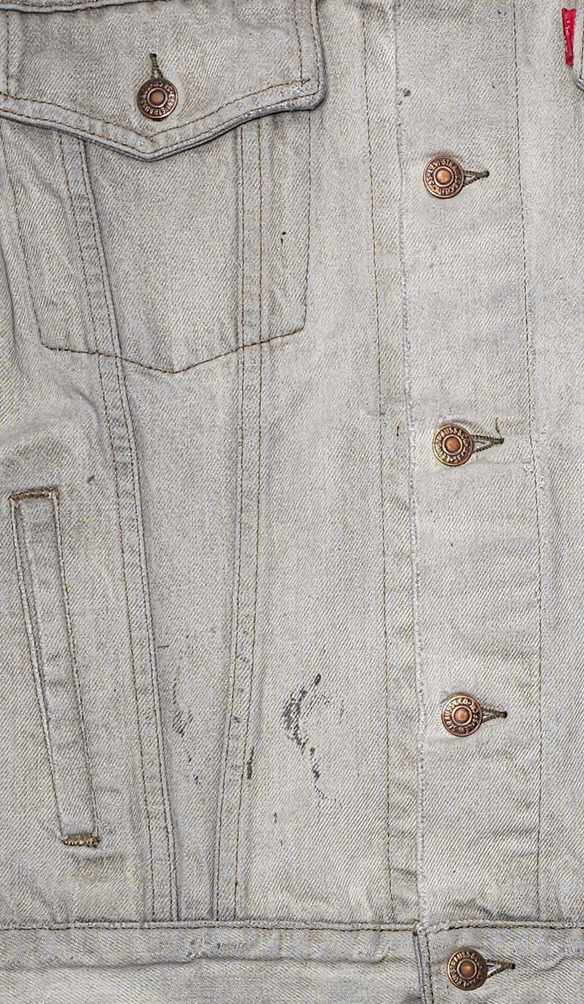 Vintage Faded True Black Custom JYJ Chainstitch Patch Denim Jacket with Paint (JYJ0424-195)