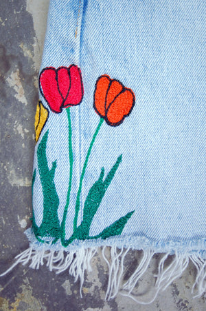Vintage Levi’s 501 Denim Chain-Stitch Tulip Shorts (JYJ-072)